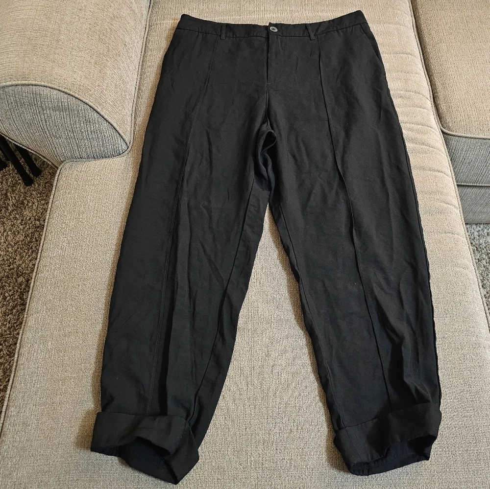 A New Day Black High Rise Relaxed Chambray Neutral Casual Pants Size 16